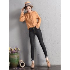 Plum Star Thin Student Fashion Dark Jeans Female 6627 - 3 Sizes (Black)