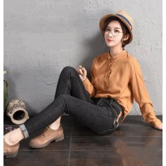 Plum Star Thin Student Fashion Dark Jeans Female 6627 - 3 Sizes (Black)
