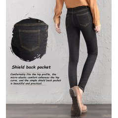 Plum Star Thin Student Fashion Dark Jeans Female 6627 - 3 Sizes (Black)
