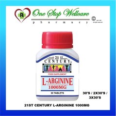 21st Century L-Arginine 1000mg 30's / 2x30's / 3x30's (Exp:03/2026)