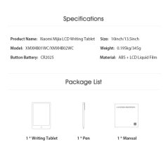 Xiaomi LCD Writing Tablet Pad 13.5 inch with Electronic Pen (White)