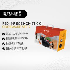 Fukuro Redi Non-Stick 4Pcs (FP24, SP18, Silicone Spatula, Lid)