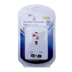 ME 13A 3Way Adaptor with 2 USB Charger 2100mA (White)