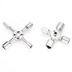 Hakkadeal 10 In 1 Electric Control Cabinet Cross Triangle Key Wrench (Silver)