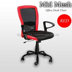 Hometech2u Mid Mesh Back Office Chair (Black - Red)