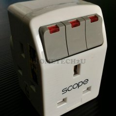 Hometech2u SCOPE 13A 3 Three Way Adaptor With Neon Switch -Sirim Approved (White), eRomman Marketplace