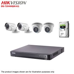 Ipohonline Hikvision Turbo HD 4 Channel CCTV DVR DS-7204HQHI-K1 + Hikvision 1MP 720P Bullet Camera DS-2CE16C0T-IRP & Dome Camera DS-2CE56C0T-IRP + 1TB Seagate Skyhawk CCTV HDD, eRomman Marketplace