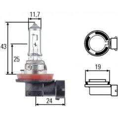 Hella H11 Standard PGJ19-2 12V 55W 8GH 178 555-111 Halogen Bulb