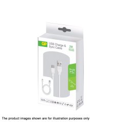 GP CB22 Micro USB Charge & Sync 2 Meter Round Cable (White), eRomman Marketplace