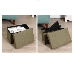 Clothes Toys Book Cotton Linen Collapsible Storage Stool (4 Colors)