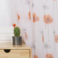 Lotus Flower Tulle Printed Ring Transparent Curtain (3 Colors)