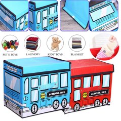 GTE School Bus Toy Organizer Folding Storage Toy Chest And Kid Clothes (2 Colors)