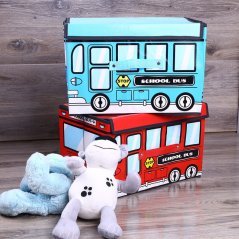 GTE School Bus Toy Organizer Folding Storage Toy Chest And Kid Clothes (2 Colors)