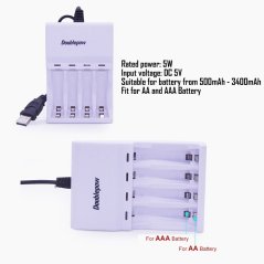 Gdeal USB 4 Slot AA/AAA Batteries Charger Adapter - DP-U82 (White)