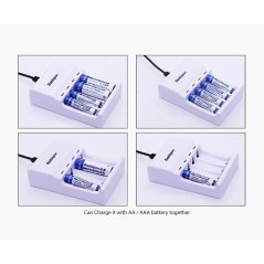 Gdeal USB 4 Slot AA/AAA Batteries Charger Adapter - DP-U82 (White)