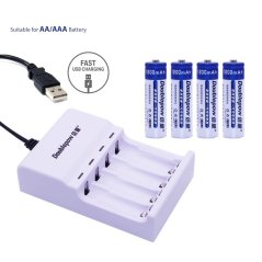 Gdeal USB 4 Slot AA/AAA Batteries Charger Adapter - DP-U82 (White)