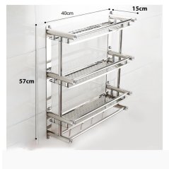 Stainless Steel Multi Layer Kitchen Bathroom Rack (Silver)