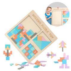 Gdeal Children Wooden Tetris Puzzles Toy 3 in 1 Jigsaw Board Early Imagination Educational Toys