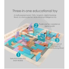 Gdeal Children Wooden Tetris Puzzles Toy 3 in 1 Jigsaw Board Early Imagination Educational Toys