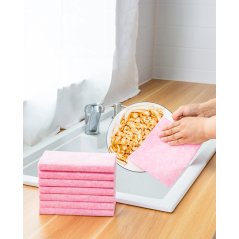8 Pcs Home Non Stick Oil Rag Dishcloth Kitchen Towel (Pink)