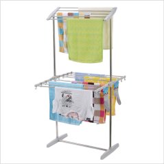 Folding Clothes Drying Rack Two Layer Laundry Rack (White)
