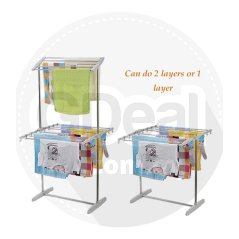 Folding Clothes Drying Rack Two Layer Laundry Rack (White)