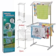 Folding Clothes Drying Rack Two Layer Laundry Rack (White)