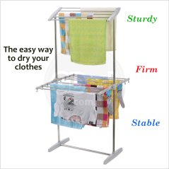 Folding Clothes Drying Rack Two Layer Laundry Rack (White)