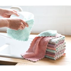 Rag Absorbent Double-Sided Cloth Dish Towel 3 Pcs (Multi-Color)
