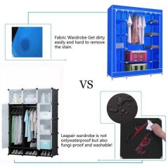 GTE Cloth Organizer Rack Portable Closet Wardrobe Storage (Black)