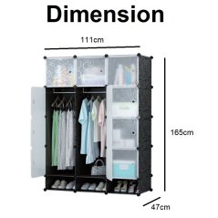 GTE Cloth Organizer Rack Portable Closet Wardrobe Storage (Black)