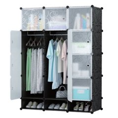 GTE Cloth Organizer Rack Portable Closet Wardrobe StoragGTE Cloth Organizer Rack Portable Closet Wardrobe Storage (Black)e Rack (Black)