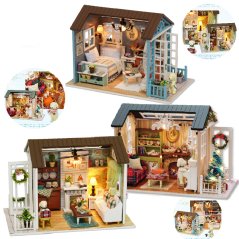 Gdeal 3 Different Hand-Assembled DIY Small Wooden Dollhouse Toys (3 Designs)