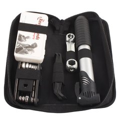 Gdeal Bicycle Accessories Repair Kit Tyre Patching Pump Wrench Set (Black)