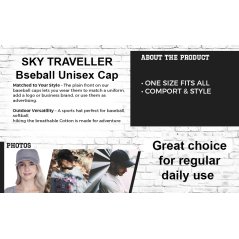 SKY TRAVELLER Low Profile Unisex Baseball Cap SKY325 (Black)