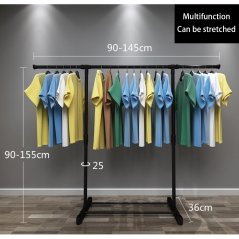GTE Stainless Steel Extendable Hanging Rack Clothes Rod (Black)