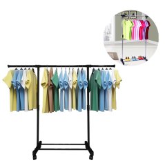 GTE Stainless Steel Extendable Hanging Rack Clothes Rod (Black)