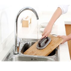 Large Size Rust Brush Sponge Bath Kitchen Clean Tools (Black)