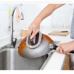 Large Size Rust Brush Sponge Bath Kitchen Clean Tools (Black)