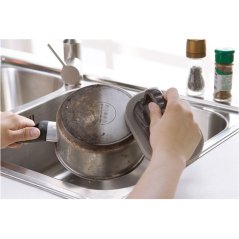 Large Size Rust Brush Sponge Bath Kitchen Clean Tools (Black)