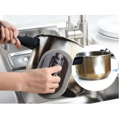 Large Size Rust Brush Sponge Bath Kitchen Clean Tools (Black)