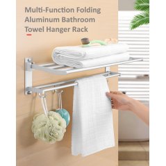 GTE Hook Holder Hanger Rack Shelf Wall Hanging (Silver)