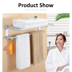 GTE Hook Holder Hanger Rack Shelf Wall Hanging (Silver)