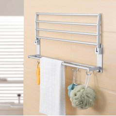 GTE Hook Holder Hanger Rack Shelf Wall Hanging (Silver)