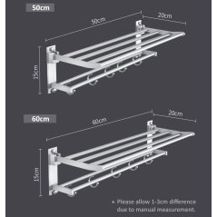 GTE Hook Holder Hanger Rack Shelf Wall Hanging (Silver)