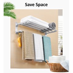 GTE Hook Holder Hanger Rack Shelf Wall Hanging (Silver)