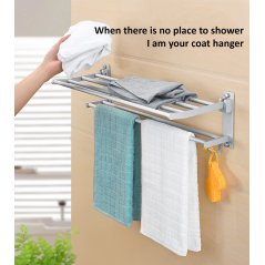 GTE Hook Holder Hanger Rack Shelf Wall Hanging (Silver)GTE Hook Holder Hanger Rack Shelf Wall Hanging (Silver)