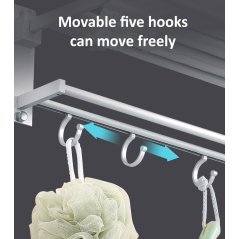 GTE Hook Holder Hanger Rack Shelf Wall Hanging (Silver)