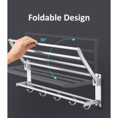 GTE Hook Holder Hanger Rack Shelf Wall Hanging (Silver)