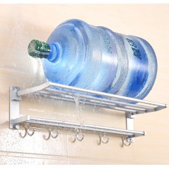 GTE Hook Holder Hanger Rack Shelf Wall Hanging (Silver)